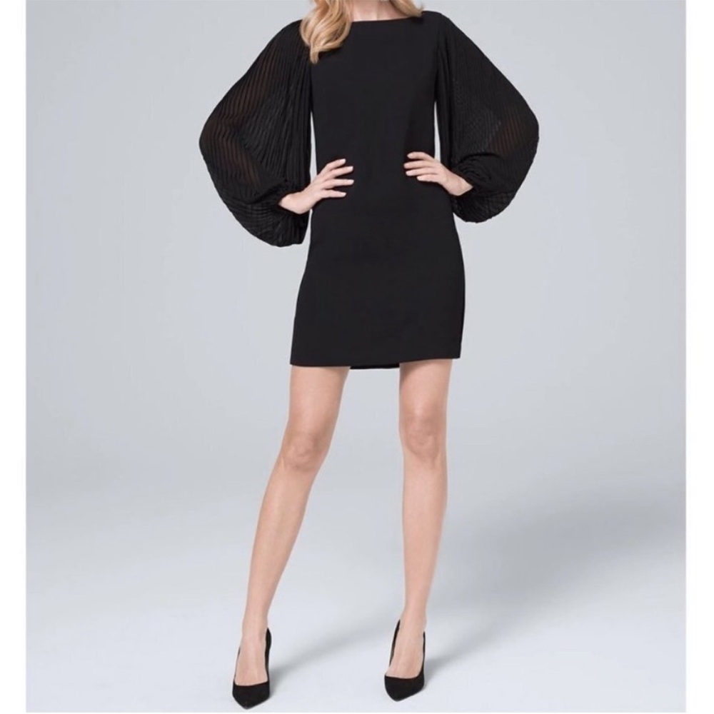 White House Black Market Quiet Luxury Dress Pleated Sleeves Size 2